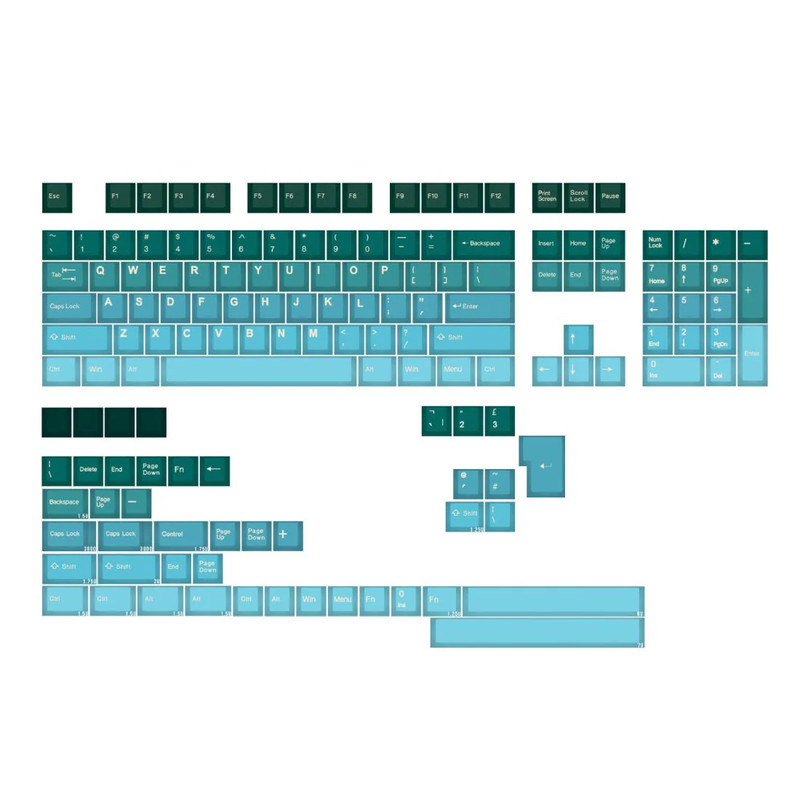 Tai-Hao ABS 117 Keys Cubic Profile Keycaps - Pine Green Gradient - مفاتيح